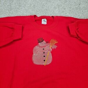 Gildan Red Snowman Beaded Embellished Crewneck Sweatshirt 4XL Christmas New